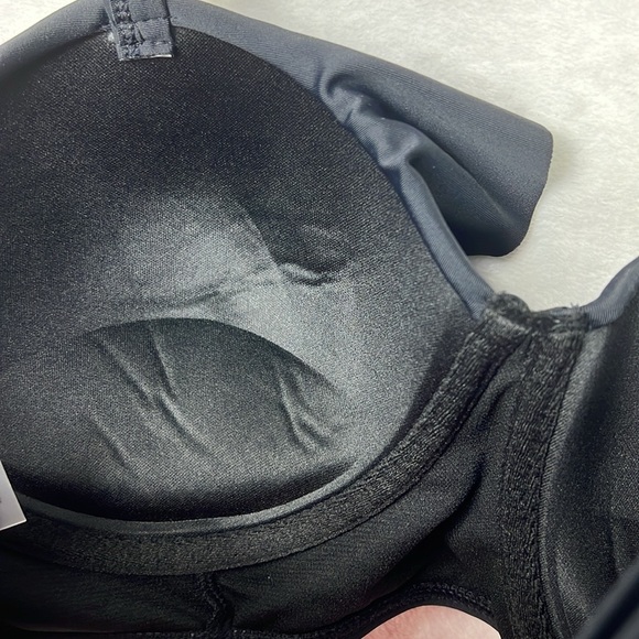 Unique Vintage Black Padded Southampton Ruffle Long Line Corset Swim Bikini Top - Picture 12 of 15